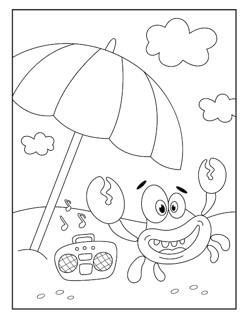 Crab coloring pages for kids