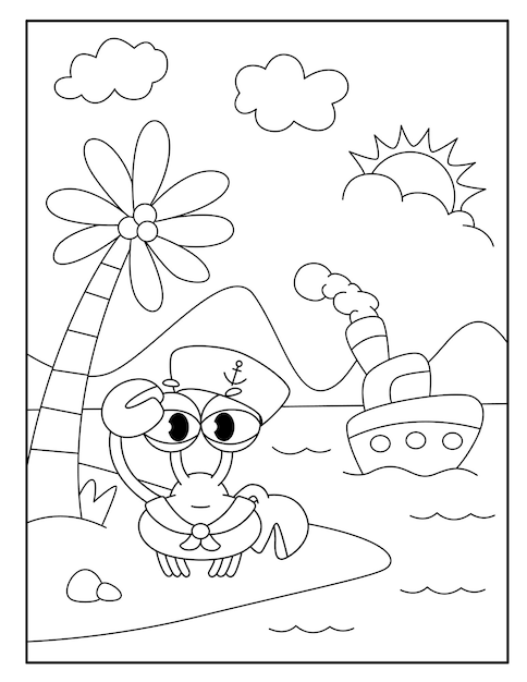 Crab coloring pages for kids