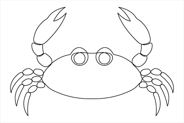 Vector crab continuous one single line art drawing of minimalism design outline vector illustration