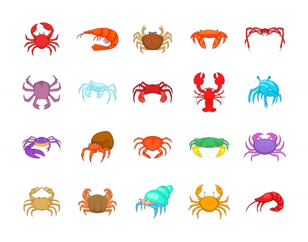 Crab element set. Cartoon set of crab vector elements