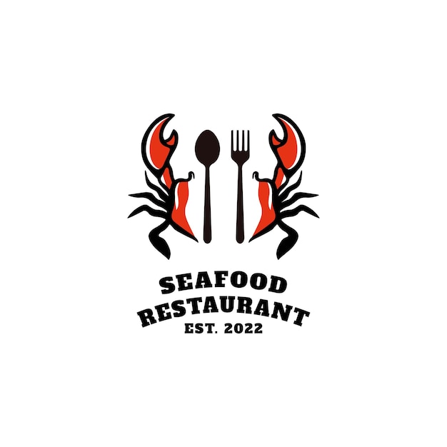 Crab illustration with spoon and fork logo design