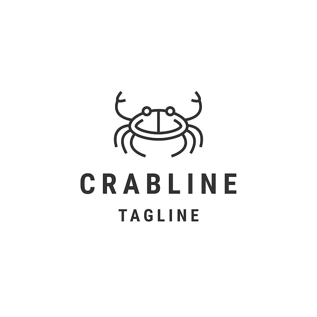 Crab line logo design template flat vector