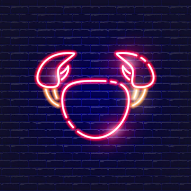 Crab neon icon Glowing Vector illustration icon for mobile web and menu design Seafood concept