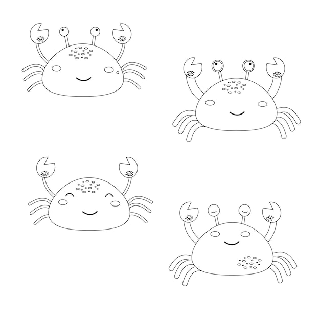 Crab in outline style Vector illustration