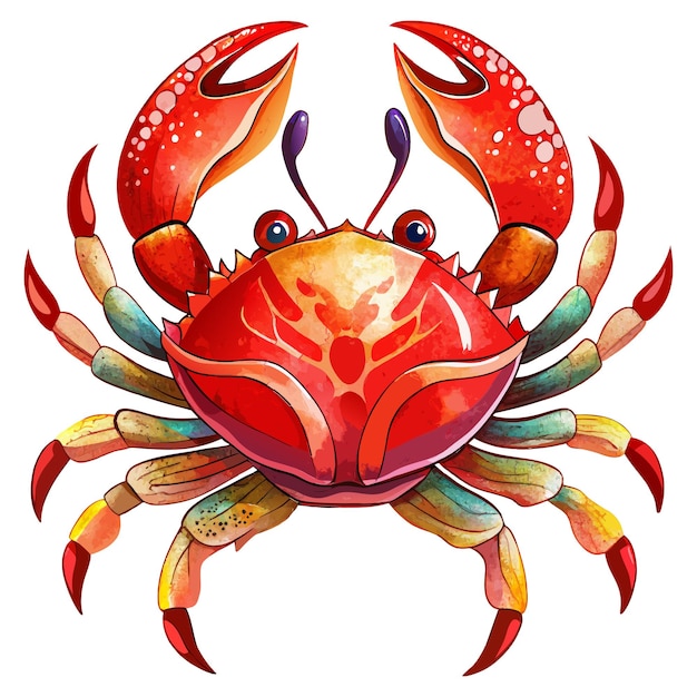 Vector crab watercolor illustration clipart