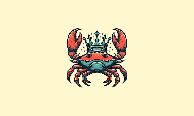 Vector crab wearing crown vector illustration mascot design