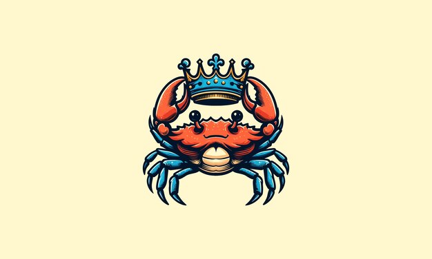 Vector crab wearing crown vector illustration mascot design