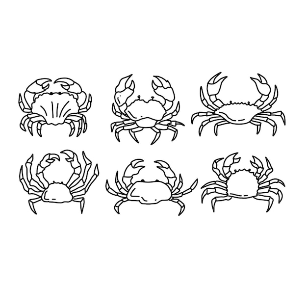 crabs doodle art handrawn illustrations vector