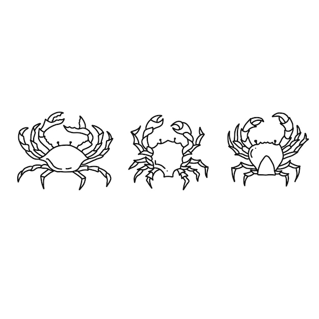 crabs doodle art handrawn illustrations vector