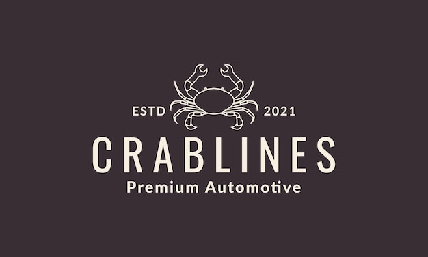 Crabs lines with automotive logo symbol vector graphic icon illustration design