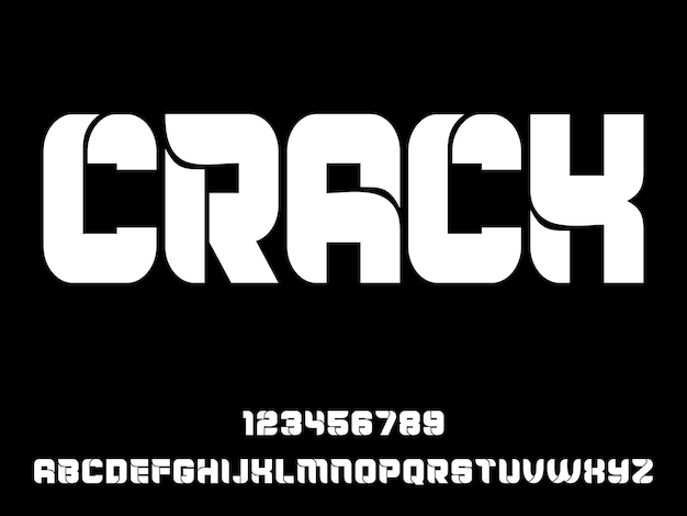 CRACK Modern retro stencil sans serif type display font vector