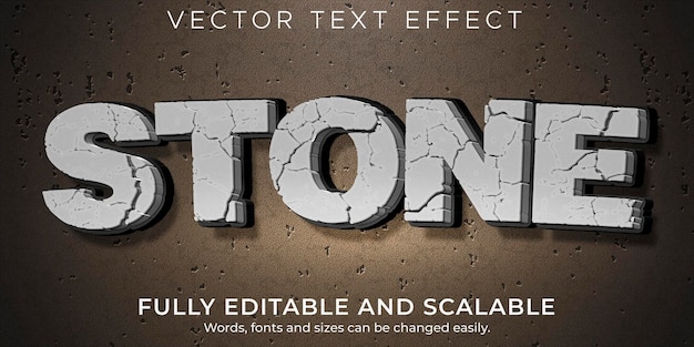 Vector crack stone text effect, editable rock and cracked text style