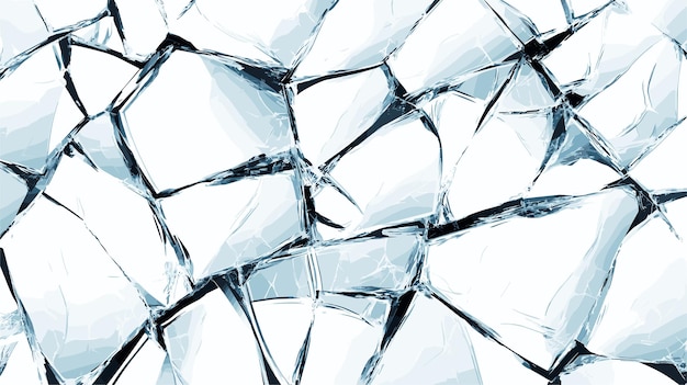 Vector cracked ice or glass top view frosty pattern transparent frozen water surface texture abstract background with random cracks cartoon vector illustration