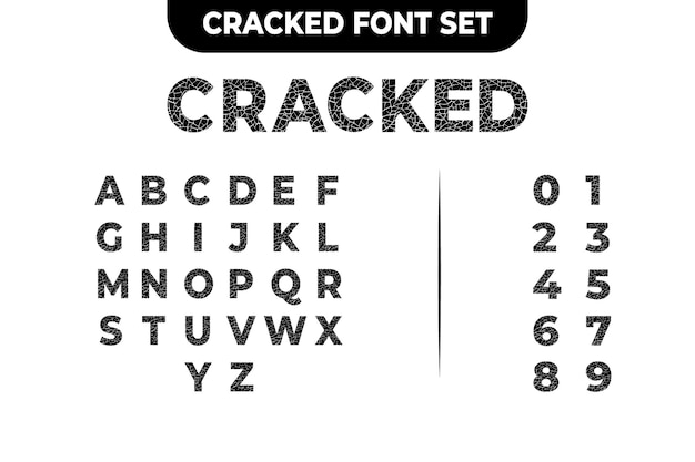 Cracked Vector Text Effect Alphabets And Digits