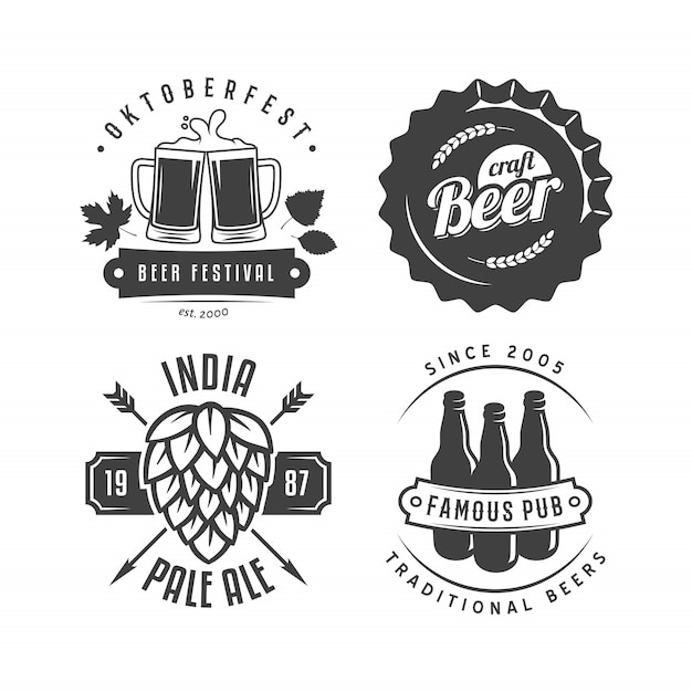 craft beer badges and logos. Set of retro beer labels.