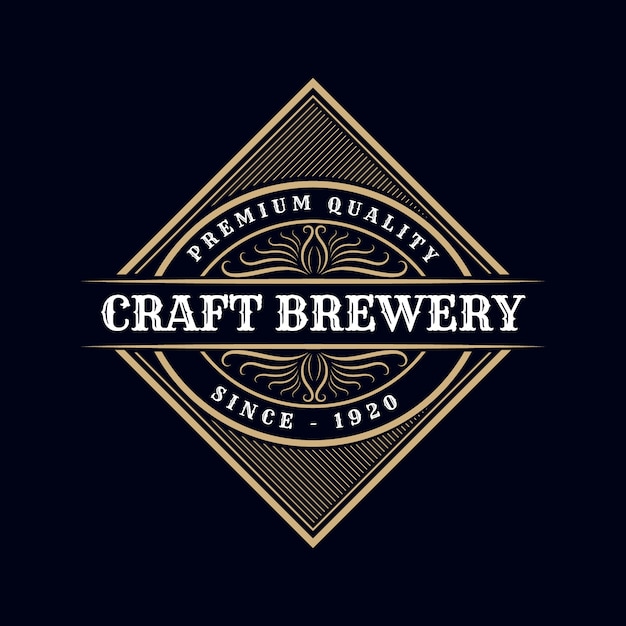 craft brewery. antique retro luxury Victorian calligraphic  logo