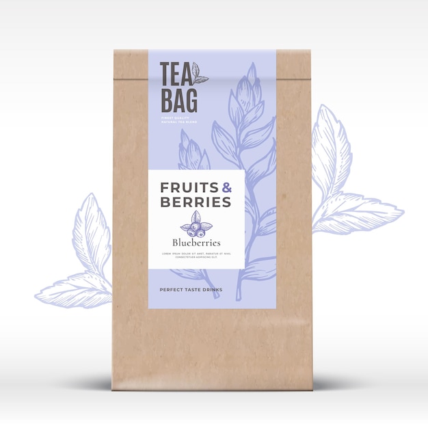 Craft Paper Bag with Fruit and Berries Tea Label.