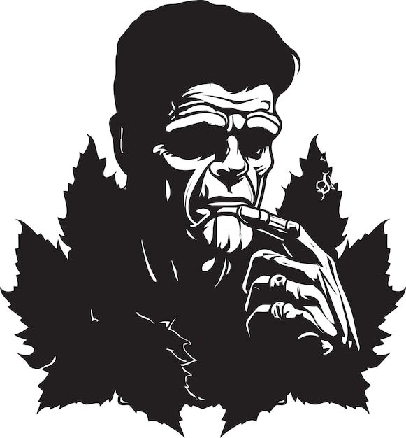 Vector crafted in style frenkesteins black vector cannabis icon elegant high frenkestein smoking cannabis