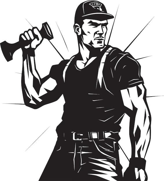 Craftsmans Call Construction Worker Vector Hammer and Helm Harmony Iconic Symbol