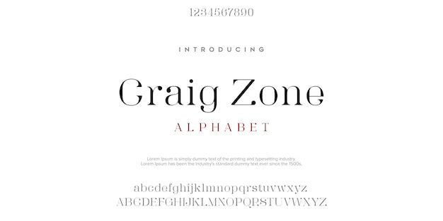 CraigZone Serif classic design font vector illustration of alphabet letters