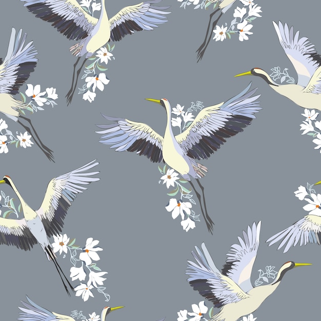 Crane, pattern, vector, illustration