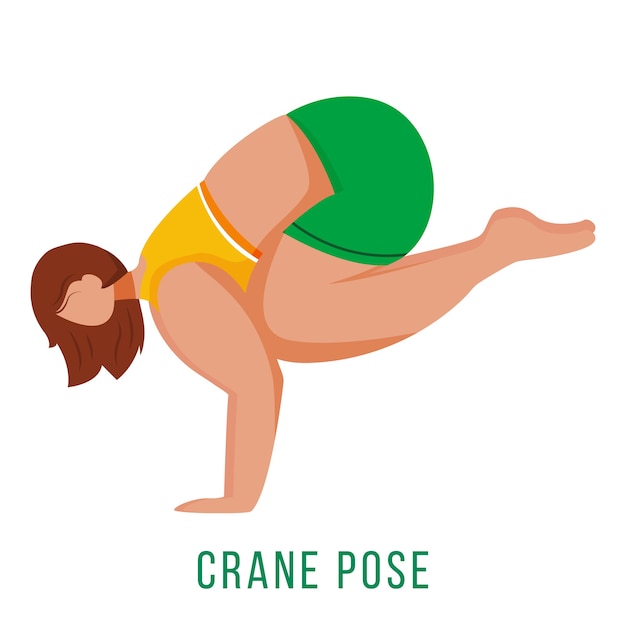 Crane pose flat design illustration