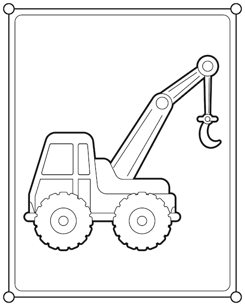 Crane truck suitable for children's coloring page vector illustration