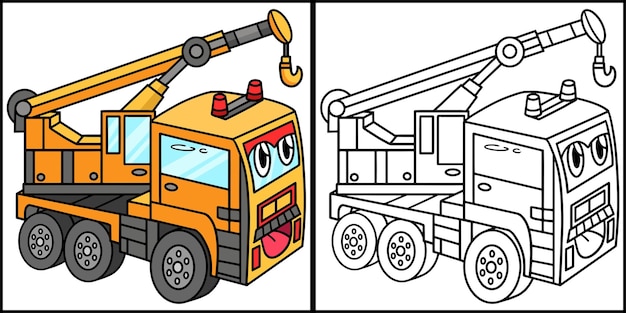 Crane with Face Vehicle Coloring Page Illustration