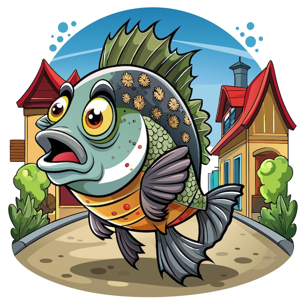 Crappie Fish worried looks street vector