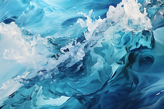 Crashing Waves of sea and Aerial view to ocean wave Blue water background