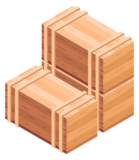 Crate stack Wooden cargo container pile Isometric icon