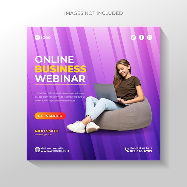 Crative Business promotion live webinar and corporate marketing social media post template