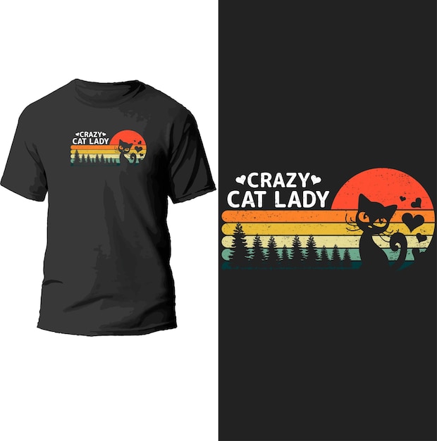 crazy cat lady t shirt design.