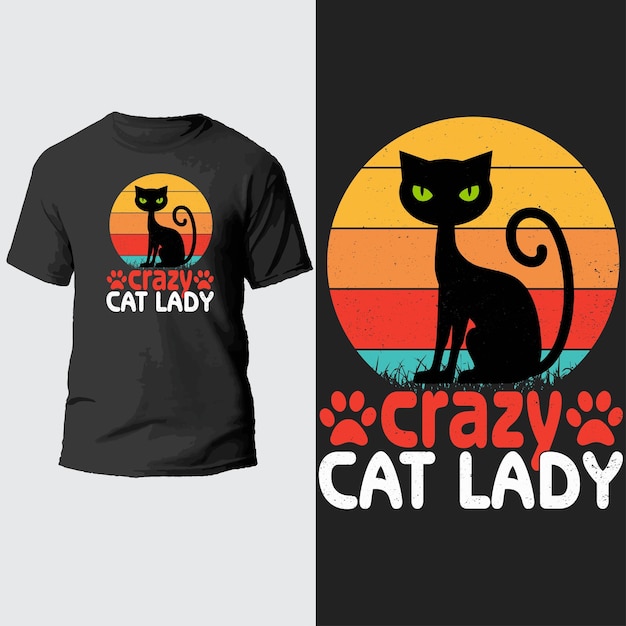 crazy cat lady vintage t shirt design.