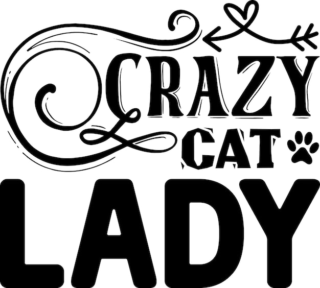 Vector crazy cat lady