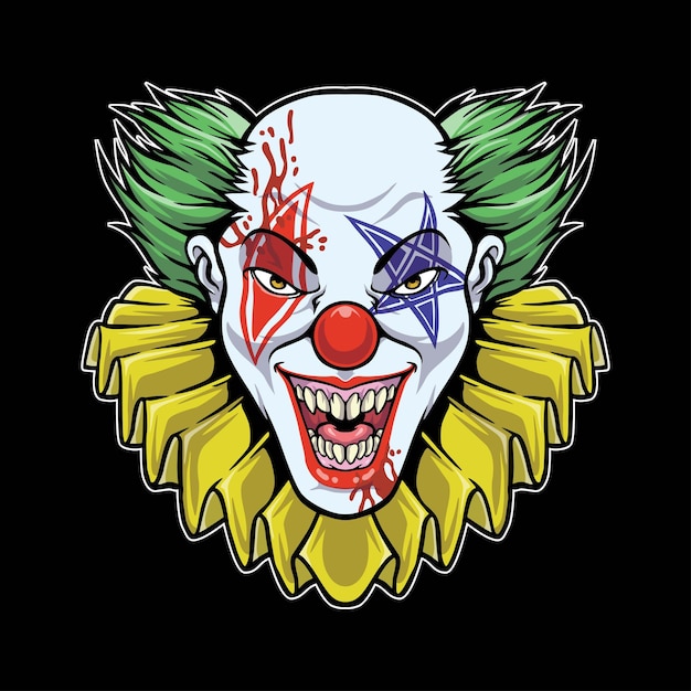 Crazy Clown Head Logo Illustration