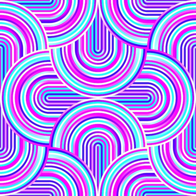 Crazy curves tangled geometric pattern with bright pink and blue colors