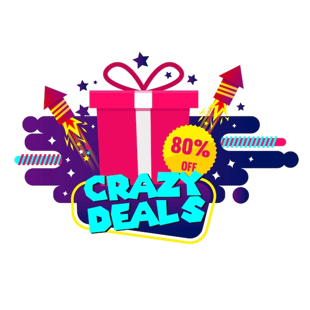 Crazy deals and gifts banner template