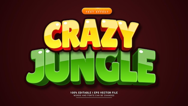 Crazy jungle 3d text style effect template