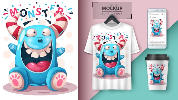 Crazy monster t-shirt design