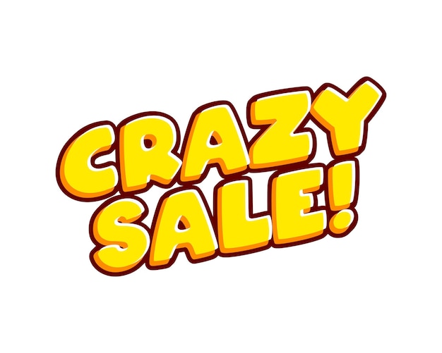 Crazy Sale phrase lettering isolated on white colourful text effect design vector Text or inscriptions in English The modern and creative design has red orange yellow colors