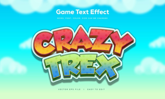 Crazy Trex Game text effect cartoon style editable