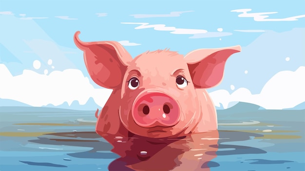 Crazy Ugly Pig Cartoon Illustration Fun Whimsical Animal Character Design for Projects