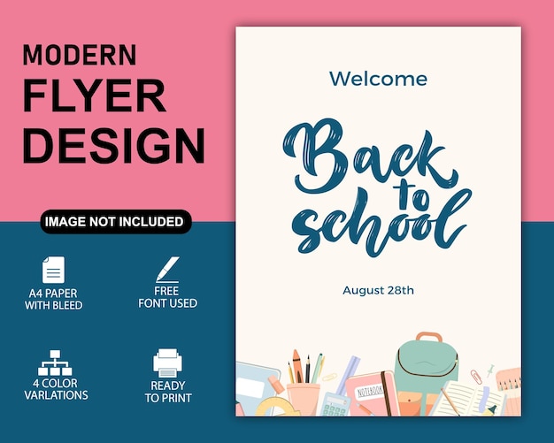 Vector cream blue illustrative back to school flyer