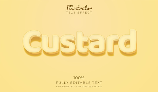 Cream custard text effect. Editable font style