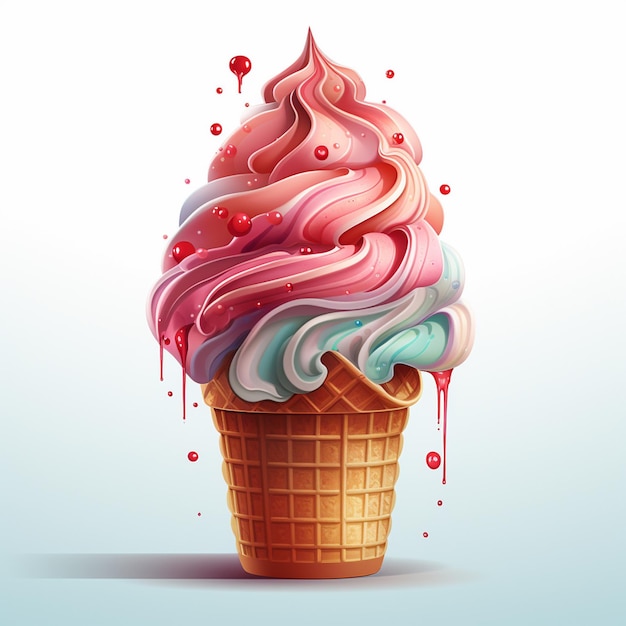 cream food sweet dessert vector summer cone ice illustration isolated chocolate waffle c