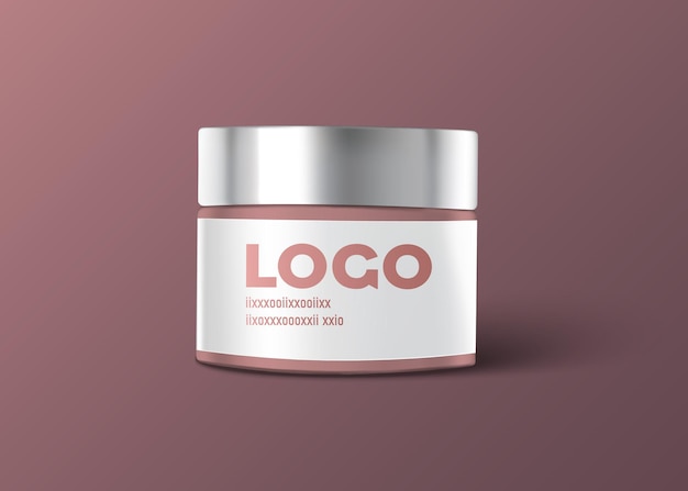 Vector cream jar mockup with silver cap for your design