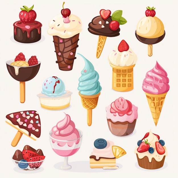 cream vector sweet food ice dessert illustration cone summer waffle isolated chocolate c