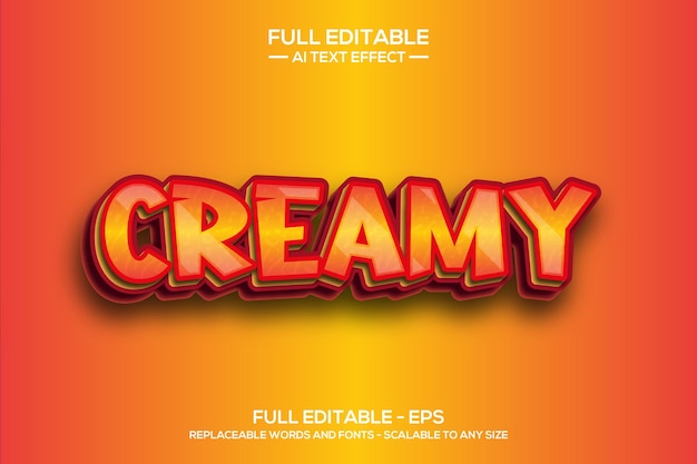 Creamy 3D text effect editable