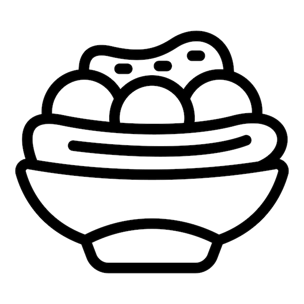 Creamy American flavored dessert icon outline vector Banana split dish